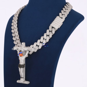 Chaîne cubaine Hip Hop avec pendentif Moissanite en argent 925 collier de bijoux Bling glacés personnalisés pour bijoux de mode pour hommes de Style Rap - Product Image 2
