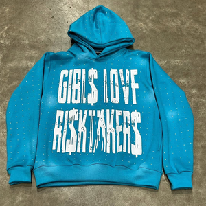 Sudaderas con capucha lavadas con ácido boxy de gran tamaño con logotipo de serigrafía personalizada Unisex Vintage Sun Faded Distressed Rhinestone Zip up Hoodies - Product Image 4