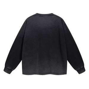 เสื้อสเวตเชิ้ตย้อมสีแบบ Acid Wash ผ้าฝรั่งเศสเทอร์รี่คอตตอน คอกลม ทรงดิสเทรส คุณภาพสูง เสื้อฮู้ดดี้และเสื้อสเวตเชิ้ตผู้ชาย - Product Image 3