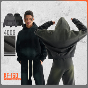 Cropped Heavyweight otoño algodón 400 Gsm Essentials de gran tamaño logotipo personalizado hombres Sudadera con capucha de alta calidad desgastado lavado ácido sudaderas con capucha - Product Image 4