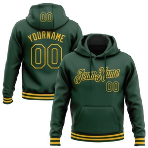 Directo industria venta al por mayor 3D bordado personalizado cosido verde oro deportes pulóver Sudadera con capucha - Product Image 1