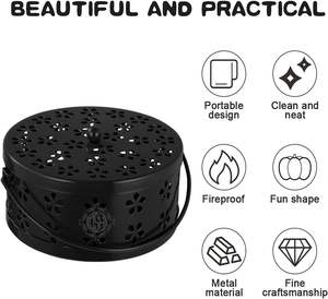 Precio bajo Ecológico Durable Alta calidad Hogar al aire libre Portátil Ignífugo Metal Incienso Titular Mosquito Bobina Caja Superior - Product Image 3