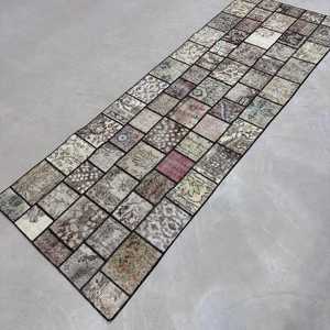 Turkish Vintage Rug, 2.6x7.4 ft Rug, <b>Brown</b> Camouflage <b>Wool</b> Rug - Product Image 2