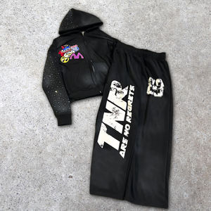 Ensemble de survêtements décontractés imprimés en éponge française délavés à l'acide de haute qualité Pantalon de survêtement à capuche avec logo personnalisé Nouveau style pour vêtements de sport de gymnastique - Product Image 4