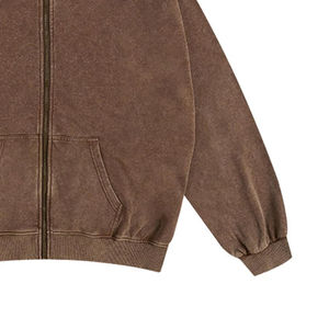 Nouveauté Sweat-shirt à capuche surdimensionné délavé à l'acide de haute qualité personnalisé avec fermeture éclair à manches longues Sweat-shirts délavés - Product Image 4