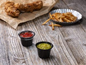 Tazas de porciones de plástico desechables con tapas, recipientes pequeños para Control de porciones, color negro claro, 2,5 OZ - Product Image 3