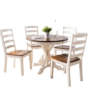 ชุดโต๊ะและเก้าอี้ร้านอาหารไม้สักคุณภาพสูง พร้อมการตกแต่งสีขาวธรรมชาติ สำหรับเฟอร์นิเจอร์ร้านอาหาร - Product Image 1