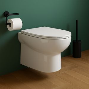 WC a muro bianco lucido in ceramica con scarico a parete da 1 - Product Image 3