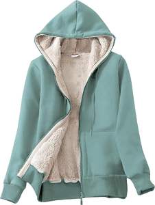Women's Casual Full Zip Up <b>Sherpa</b> <b>Lined</b> <b>Hoodie</b> Sweatshirt Jacket Coat Sweatpants <b>Hoodie</b> Set fashion - Product Image 4