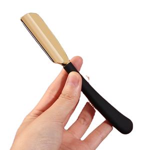 Manche en bois rasoir chauve-souris homme Style couteau de rasage pliant avec manche en bois rasoir de barbier bord droit pour barbier Logo personnalisé rasoir - Product Image 1