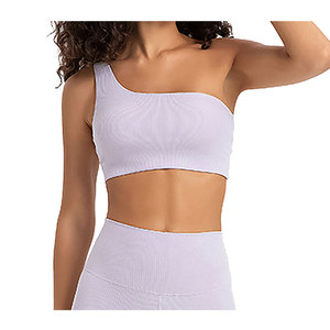 บราเล่นกีฬาเปิดไหล่ข้างเดียวสำหรับผู้หญิงบราออกกำลังกายสายรัดโยคะน่ารักรองรับกลางท่อนบนเอวลอยขนาดกลาง - Product Image 2