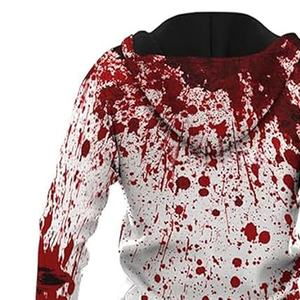 Custom Printed Casual Tracksuit Set Blood Splatter <b>Hoodie</b> Jogger Set Halloween Costume Streetwear Custom Logo Unisex 100% Cotton - Product Image 3