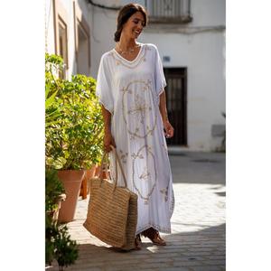Haute qualité bohème noir Maxi robe femmes bretelles brodées à la main volants ourlet tendance plage vacances Style motif solide - Product Image 1