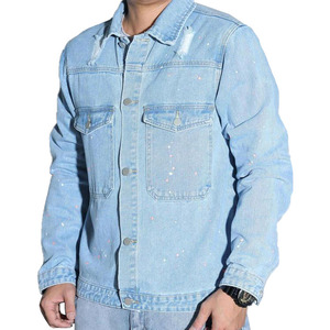 Chaqueta vaquera con cuello para hombre elegante azul vintage al por mayor de primavera personalizada - Product Image 5