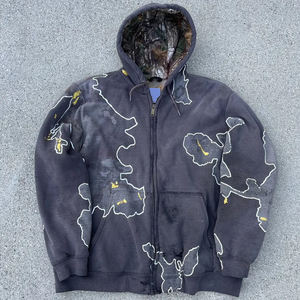 Camo Garment Distressed Sun Fade Blasted Sudadera con capucha Escopeta Pintada Forro acolchado Calentador Sudaderas con capucha blanqueadas - Product Image 3