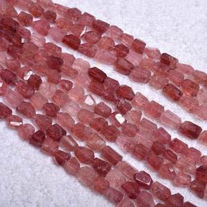 Pépites naturelles rose rouge fraise Quartz Tumble 4mm 6mm 8mm 10mm perles de pierre à facettes pour la fabrication de bijoux à bricoler soi-même collier - Product Image 2
