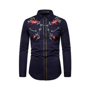 Venta caliente de manga larga de diseño único camisa bordada para hombres Venta caliente servicio OEM tamaño personalizado camisas bordadas para la venta - Product Image 2