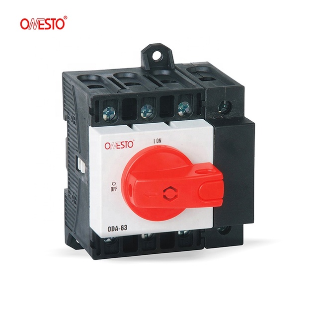 Onesto AC Switch Disconnector 750V AC Isolator Switch 3P 63A Electric Isolator Din Rail Type AC Switch
