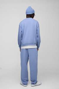 Respirant de haute qualité basique poussiéreux bleu surdimensionné Boxy col étendu hommes sweat personnalisé coton mélangé sweat - Product Image 3