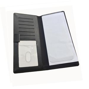 Cubierta de talonario de chequera de cuero genuino al por mayor con lazo para bolígrafo y bolsillos para tarjetas - Product Image 1