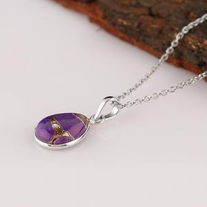 Collar con Colgante de Plata de Ley 925 Chapado en Oro con Turquesa en Forma de Gancho, Regalo de Boda Perfecto para el Amor - Product Image 4