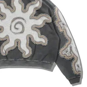 Oem-Ensembles de pantalons de survêtement à capuche brodés avec applique, imprimés personnalisés, vintage, délavés, pour hommes - Product Image 3