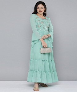 À la mode Georgette séquence diamant robe de travail vêtements de mariage prix de gros pour les femmes magasin ethnique vêtement Apparelgarment - Product Image 5