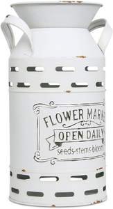 Poudre blanche de bidon de lait de fer de conception populaire enduite de métal fini de rouille Logo personnalisé accessoires décoratifs pour la maison - Product Image 2