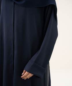 Abaya longue à manches longues pour femmes, modeste, islamique, anti-rides, en tissu georgette/nida fait à la main, avec franges perlées, été, Eid, Dubaï, musulmane - Product Image 6