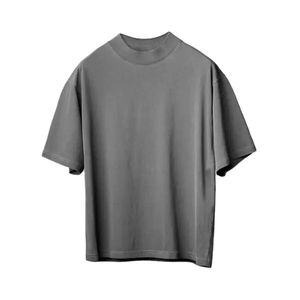 Verano nueva moda peso pesado 100% algodón acanalado cuello redondo Camiseta completa impresión personalizada hombres Camiseta de punto en blanco - Product Image 1