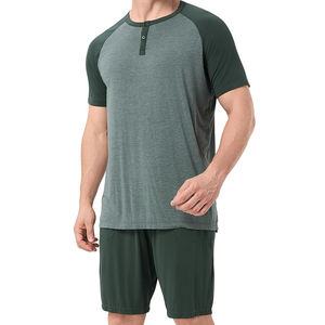Tenues d'été décontractées pour hommes Nouveaux ensembles de 2 pièces en gros avec short respirant à manches courtes et cordon de serrage et t-shirt à épaules tombantes - Product Image 6