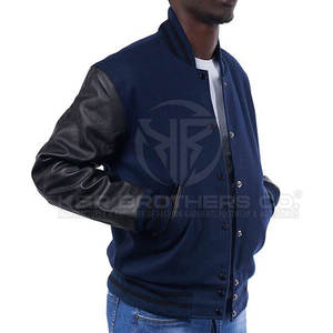 Veste universitaire élégante pour hommes Blouson aviateur à manches en cuir pour l'école et le collège Vêtements d'équipe et mode de rue - Product Image 3