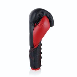Équipement d'entraînement OEM personnalisé de haute qualité en cuir rouge et noir à lacets pour les gants de frappe de kickboxing et de combat - Product Image 6