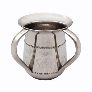 Taza de lavado de acero inoxidable con diseño de flores y hojas martilladas y 2 asas, taza de lavado de acero de tamaño clásico - Product Image 1