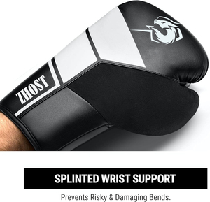 Gants de boxe en cuir noir à lacets avec logo personnalisé, pour adultes, 14oz, 12oz, 16oz, gants de sparring légers et respirants - Product Image 3