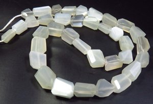White Siloni Moonstone Gems Beads 8-13mm Faceted Cut Moonstone Nugget Tumble Beads 16 Strand Natural Faceted Beads" - Product Image 6