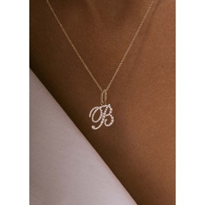 Collier pendentif diamant Lettre d'amour avec breloques style pavé - Product Image 4