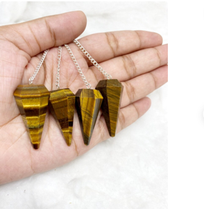 Péndulo de ojo de tigre amarillo de piedras preciosas naturales, péndulo facetado de ágata, precio al por mayor, en venta - Product Image 1