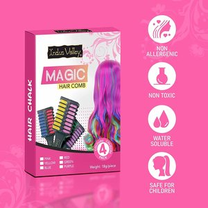 Peine Mágico INDUS VALLEY para el Cabello, Tiza Temporal para el Cabello en 6 Colores: Azul-Rojo, Verde-Morado, para Niñas, Niños, Hombres y Mujeres, Fácil de Lavar - Product Image 3