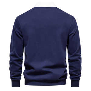 INDEX APPAREL Polo de Punto Gris de Manga Larga para Hombre, Color Sólido, Casual, con Botones, Corte Regular, Algodón Antipilling - Product Image 3