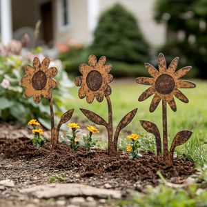 Piquets décoratifs modernes en aluminium faits à la main pour jardin, motif floral, créant de magnifiques présentoirs extérieurs, pour une ambiance saisonnière vibrante à la maison - Product Image 4