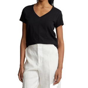 Camiseta Casual de Algodón con Cuello en V para Mujer, Ropa de Marca Privada, Suministro Directo de Fábrica, OEM, ODM, Ecológica - Product Image 1