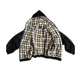 Invierno otoño hombro Plaid Stripe Rhinestone Impresión digital Reverse-wearing Vintage Hoodie Street Classic Hombres de gran tamaño - Product Image 2
