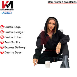 Conjunto de dos piezas para mujer Otoño Invierno Sudadera con capucha y cremallera Chaqueta gruesa y pantalones largos Chándal informal Estilo Chándales - Product Image 4