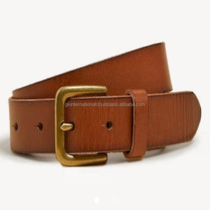 OEM-cinturón informal de cuero genuino para hombre y mujer, cinturón informal de cuero genuino de alta calidad, con hebilla de latón antiguo - Product Image 4