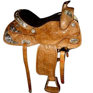 Selle Western Show de qualité supérieure en cuir sculpté à la main avec des raccords plaqués argent Produit équestre supérieur - Product Image 1