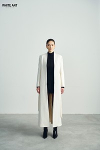 NAAMAH-Abrigo Largo Hecho a Mano de Lana de Tweed para Mujer, Abrigo Largo con Tirantes, Fabricante Whiteant - Product Image 4