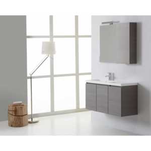 Meuble de salle de bain mural gauche Miami avec portes, profondeur réduite, caractéristiques essentielles - Product Image 2