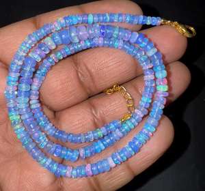 Cuentas Redondas Lisas de Ópalo Etíope Color Azul Paraiba, Hechas a Mano, Certificadas por Terceros, Gemas TASBIYA, Listas para Enviar - Product Image 6