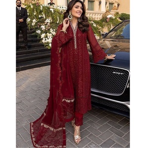 Conjunto de Ropa Étnica de diseñador con bordado Salwar Kameez para mujer con Dupatta y parte inferior sin costuras a los mejores precios - Product Image 1